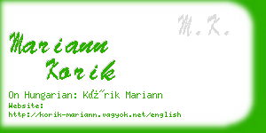 mariann korik business card